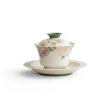 Gaiwan Tea Cup For Floral Tea Set-Embossed Peony Rock Clay_main