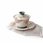 Gaiwan Tea Cup For Floral Tea Set-Embossed Peony Rock Clay_ring01