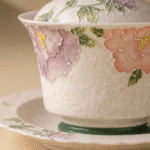 Gaiwan Tea Cup For Floral Tea Set-Embossed Peony Rock Clay_ring02