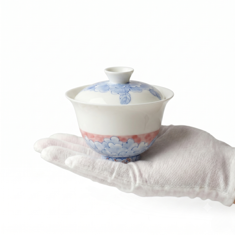Blue Peony Ceramic Tea Sets - Chinese Tea Cup_ring01