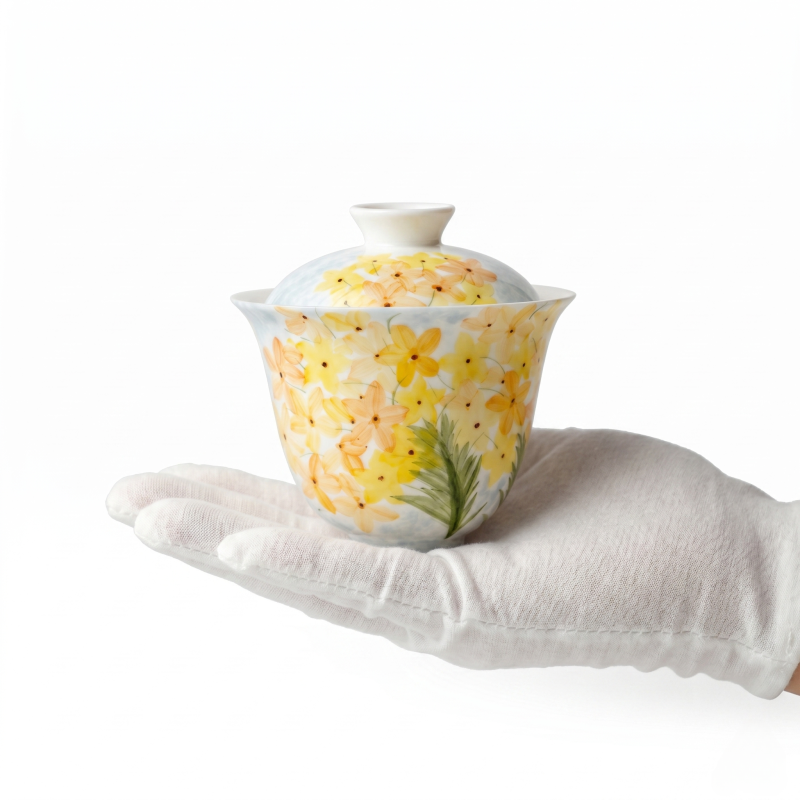 Bouquet Gaiwan Ceramic Tea Cup For Gong Fu Ceremony_ring01