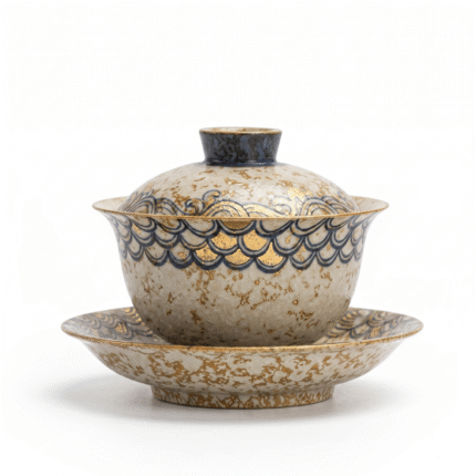 Celadon Gaiwan Tea Cup with Gilded Gongfu Tasting Vessel_main