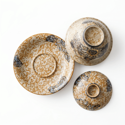 Celadon Gaiwan Tea Cup with Gilded Gongfu Tasting Vessel_ring01