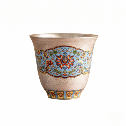 Cloisonne Enamel 999 Gilded Silver Gongfu Teacup_main