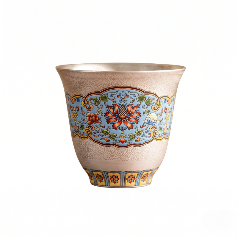 Cloisonne Enamel 999 Gilded Silver Gongfu Teacup_main Cloisonne Enamel 999 Gilded Silver Gongfu Teacup_main