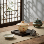 Gaiwan Tea Set with Matching Tea Cup Set - Porcelain Gongfu Tea Set_ring01