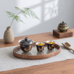 Gongfu Tea Set - Silver Plate Tea Set with Hand-Painted Magpie Motif_ring03