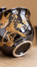 Gongfu Tea Set - Silver Plate Tea Set with Hand-Painted Magpie Motif_ring04