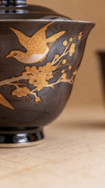 Gongfu Tea Set - Silver Plate Tea Set with Hand-Painted Magpie Motif_ring06