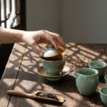 Handmade Ice Crackle Glazed Porcelain Gaiwan Tea Cup_ring03