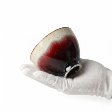 Handmade Tea Cups With Unique Ice Crackle Kiln Glaze_ring01