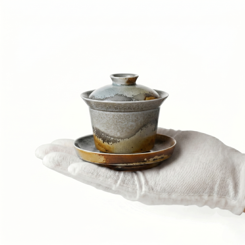 Horseshoe Reactive Glaze Gaiwan For Gongfu Ceremony_ring01