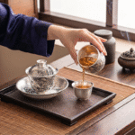 Ink Dragon Gilded Silver Gaiwan-Handcrafted Gongfu Tea Set_ring04