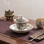 Ink Dragon Gilded Silver Gaiwan-Handcrafted Gongfu Tea Set_ring05