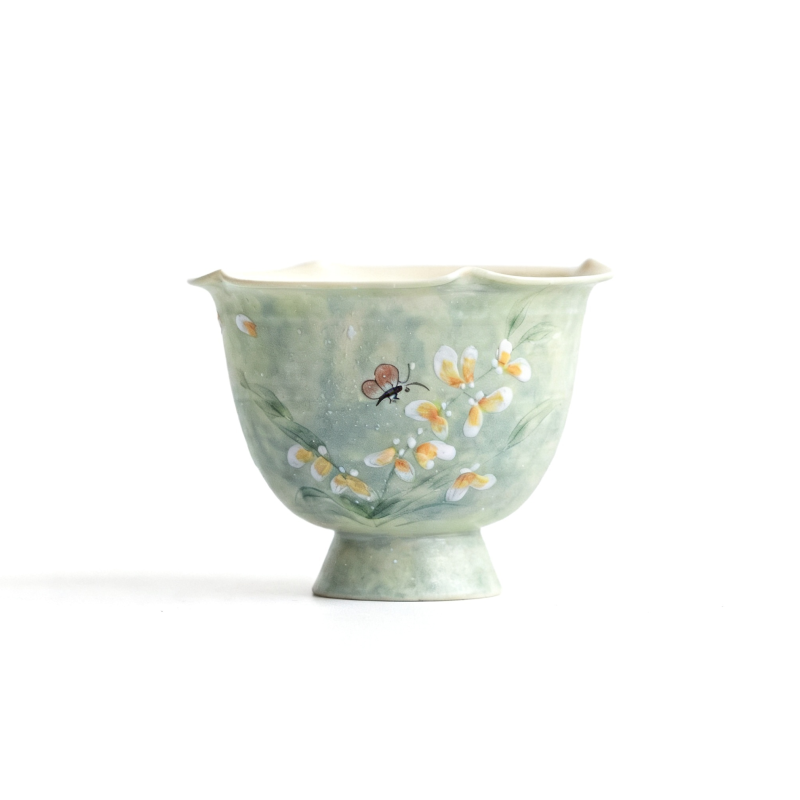 Painted Petal-Rim Tea Ceramic Cup-Orchids Tea Cup Design_main Painted Petal-Rim Tea Ceramic Cup-Orchids Tea Cup Design_main