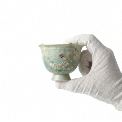 Painted Petal-Rim Tea Ceramic Cup-Orchids Tea Cup Design_ring01
