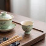 Painted Petal-Rim Tea Ceramic Cup-Orchids Tea Cup Design_ring02