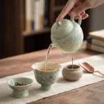 Painted Petal-Rim Tea Ceramic Cup-Orchids Tea Cup Design_ring03