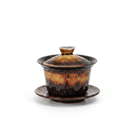 Tortoiseshell Sancai Reactive Glaze Gaiwan Tea Cup_main