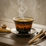 Tortoiseshell Sancai Reactive Glaze Gaiwan Tea Cup - 图片 3