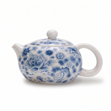 Blue And White China Teapot-Silver Filigree White Porcelain Teapot_main