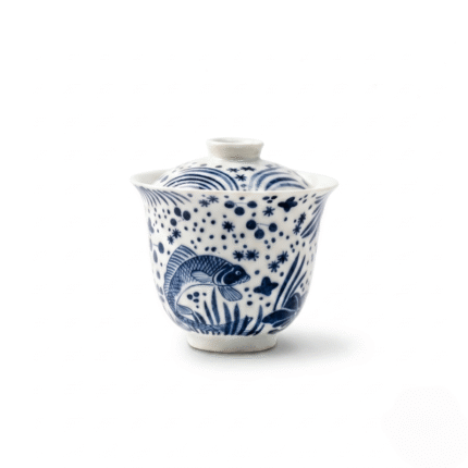 Blue And White Japanese Tea Cups - Soda Glaze Gongfu Tea Cup_main