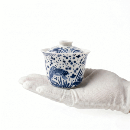 Blue And White Japanese Tea Cups - Soda Glaze Gongfu Tea Cup_ring01