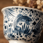 Blue And White Japanese Tea Cups - Soda Glaze Gongfu Tea Cup_ring02