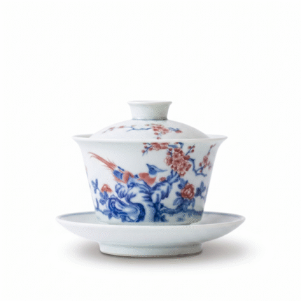 Blue And White Underglaze Red Gaiwan Tea Cup_main
