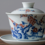 Blue And White Underglaze Red Gaiwan Tea Cup_ring02