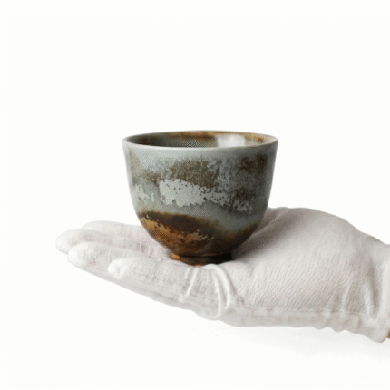 Eggshell Stem Pottery Tea Cups - Reactive Glaze Tea Cup_ring01