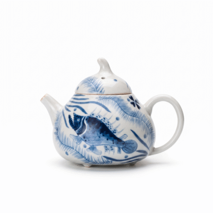 Hand Painted Teapot-Seaweed Fish Ru Kiln Porcelain Teapot_main