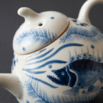 Hand Painted Teapot-Seaweed Fish Ru Kiln Porcelain Teapot_ring02