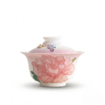 Handmade Gaiwan-Embossed Peony Tea Ceramic Cup_main