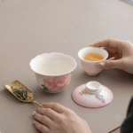 Handmade Gaiwan-Embossed Peony Tea Ceramic Cup_ring03