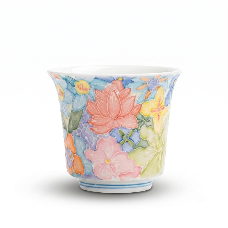 Handmade Tea Cups-Embossed Underglaze Ceramic Gongfu Teaware_main Handmade Tea Cups-Embossed Underglaze Ceramic Gongfu Teaware_main