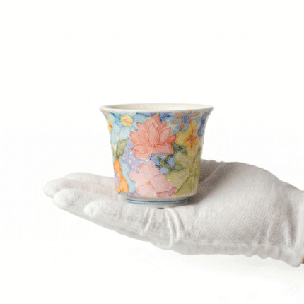 Handmade Tea Cups-Embossed Underglaze Ceramic Gongfu Teaware_ring01