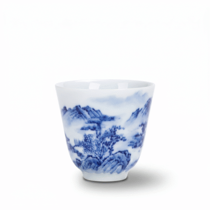 Jingdezhen Blue And White China Zen Landscape Tea Cup_main