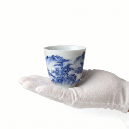 Jingdezhen Blue And White China Zen Landscape Tea Cup_ring01