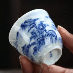 Jingdezhen Blue And White China Zen Landscape Tea Cup_ring02