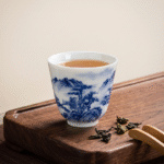 Jingdezhen Blue And White China Zen Landscape Tea Cup_ring03