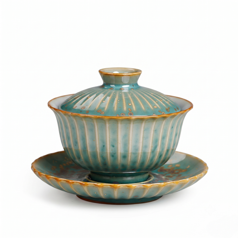 Jun Ware Crackle Reactive Glaze Gaiwan - Ceramic Tea Cups_main