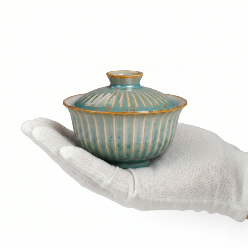 Jun Ware Crackle Reactive Glaze Gaiwan - Ceramic Tea Cups_ring01