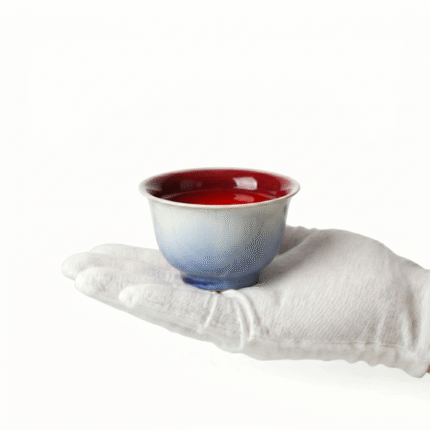 Ombre Oxblood Reactive Glaze Porcelain Tea Cup_ring01