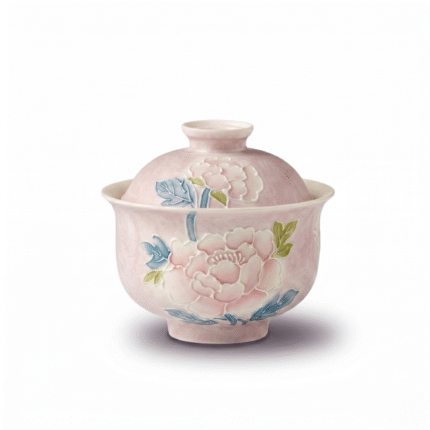 Relief Peony Traditional Tea Set With Ceramic Tea Cup_main