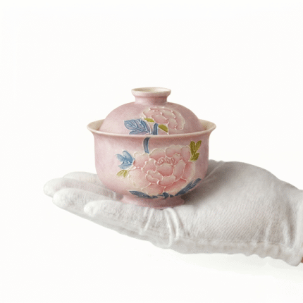 Relief Peony Traditional Tea Set With Ceramic Tea Cup_ring01