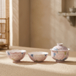Relief Peony Traditional Tea Set With Ceramic Tea Cup_ring04