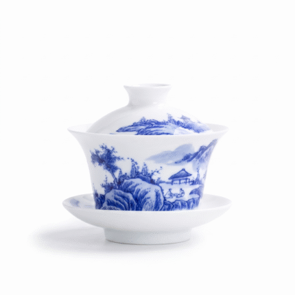 Sancai Glazed Porcelain Gaiwan-Blue And White Landscape_main