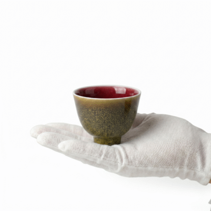 Tea Dust & Oxblood Glaze Traditional Tea Cup - Gongfu Teaware_ring01