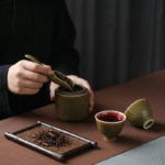 Tea Dust & Oxblood Glaze Traditional Tea Cup - Gongfu Teaware_ring03